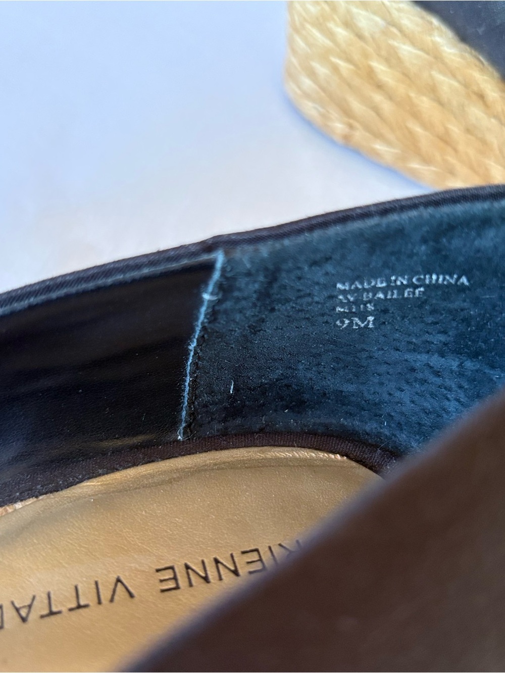 Adrienne Vittadini Black Espadrille Wedge Peep-Toe Heels Size 9 - Picture 6 of 7